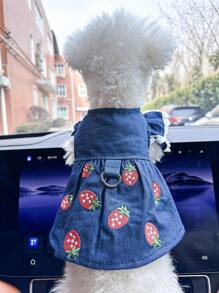 1 pieza Ropa para mascotas Vestido de fresa para perros y gatos pequeños, Atuendo lindo para cachorros y gatitos