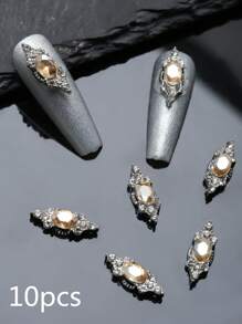 Gold Silver Shiny Rhinestone Nail Charms 10pcs 3D Alloy Nail Supplies DIY Nail Gems Nail Art Decorations Gift For Girls Accessories Adorn Nails Shoes Clothes Bags Crafts