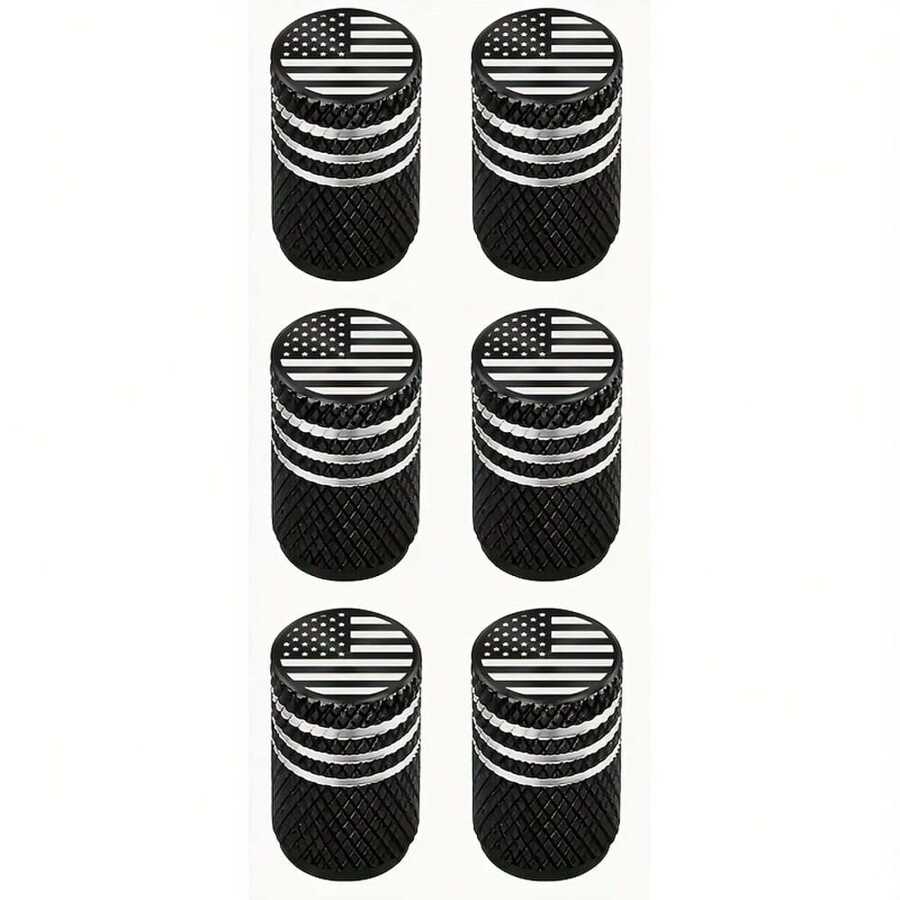 6 件装三槽轮胎气门帽，激光雕刻美国国旗，金属垫圈轮胎气门杆盖，防腐蚀、防漏，适用于汽车、卡车、摩托车、自行车，带有英国国旗 - 彩色 - 查看 1