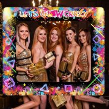 1 PC Inflatable Selfie Frame,75*65 Party Photo Props,Retro Fluorescent Inflatable Party Photo Booth Frame For Women Men Birthday Party Inflatable Picture Frame Prop Birthday Party Decorations