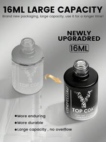 YOKEFELLOW Top coat gel lucido da 16 ml senza bisogno di struccare e top coat opaco, finitura lucente di diamanti ad alta capacità e texture vellutata, super glossy, lunga durata, alta durezza, resistente ai graffi e all'usura, previene sbavature, smalto gel per lampada UV LED, arte di unghie professionale, idea regalo fai da te