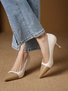 Xin Jing Shoes كعب عالي أنيق متعدد الاستخدامات، مناسب للعمل أو الارتداء اليومي - بيج - مشاهدة 7