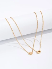2pcs Shell & Bar Stackable Waist Chain, Sexy Fashion Versatile Bohemian Style For Party, Holiday, Daily Wear, Gift - Gold - View 3