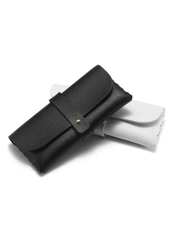 Estuche de gafas de piel de PU, bolsa suave, estuche de gafas de sol negro, simple y portátil