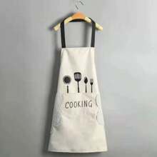 1 pièce Tablier vert, tablier de cuisine imperméable et résistant à l'huile, tablier de cuisine à essuyer-main avec poche pour téléphone