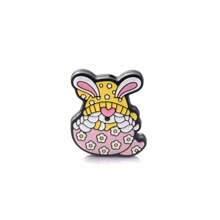 5pcs Easter Eggs Silicone Beads, DIY Jewelry Making Accessory, Cartoon Rabbit Pen, Keychain Spherical Silicone Beaded Charm