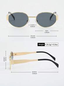 1 Pair Metal Frame Oval Shaped Fashionable Decorative Glasses For Teens, Suitable For Parties & Travel - Multicolor - View 3