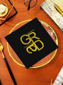 Congrats Grad Napkins, 20 Pcs Black And Gold 2025 Graduation Cocktail Napkins, Class Of 2025 College Graduates Party Dining Table Decorations