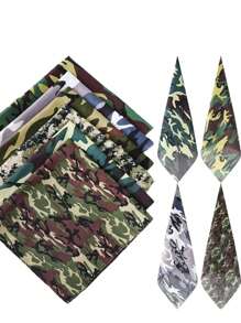 1pc Women Scarves Bohemian Style Vintage Camouflage Print 53cm Bandana Headband, Fashionable Sports Towel And Casual Scarf, Suitable For Outdoor Activities,School Silk Scarves