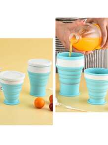 2pcs/1pc Foldable Silicone Water Cup, Portable Outdoor Travel Folding Cup, Student Coffee Mug, Plastic Cup, Collapsible & Carry-On, Suitable For Travel, School, Party, Guest Reception - Multicolor - View 7
