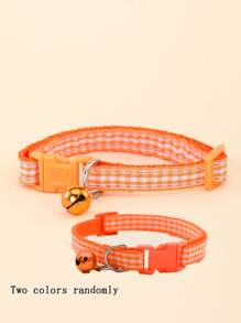 1pc Plaid Pattern Pet Collar With Bell, Pet Photoshoot Accessory For Cats & Dogs