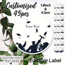 45/90 件可定制毕业贴纸，防水防晒纸质办公桌铭牌标签，用于学校毕业庆祝，个性化感谢贴纸，可作为礼物和派对礼物