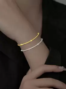 1pc 925 Sterling Silver Luxury Bracelet For Woman Daily Decoration Fine Bracelet - Baby's Breath - View 2