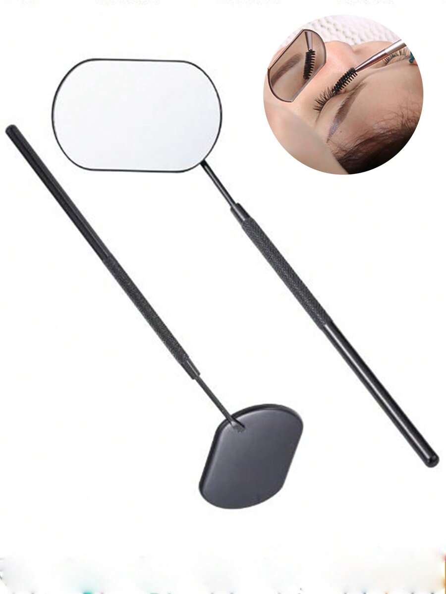 1pc Portable Stainless Steel Multifunctional Handheld Square Detachable Makeup Mirror, Eyelash Extension, Eyelash Curling & Trimming Assist Tool