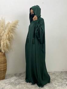 Fashionable Oversized Batwing Sleeve Hooded Dress,Modest