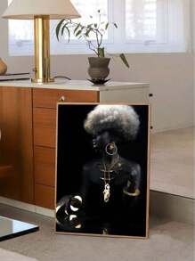 1 张非洲女孩艺术海报，帆布印刷海报，金黑色墙面装饰海报，女孩墙面装饰，非洲女性艺术墙面装饰，现代墙面艺术，客厅卧室办公室家居装饰，绝佳礼品创意，无框