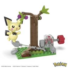 Mattel MEGA Action Figure Building Toys Set, Pichu's Forest Forage With 84 Pieces, Motion And 1 Poseable And Buildable Character
