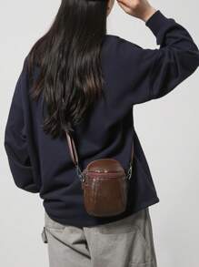 New Fashion Versatile Men's Diagonally Crossed Shoulder Bag, Casual Minimalist PU Leather Square Messenger Bag, Waterproof Outdoor Travel Small Crossbody Bag, Couple Style Sling Bag - Multicolor - View 9