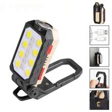 1pc Portable Outdoor Magnetic Hook Emergency Car Repair 4 Modes Super Bright LED Work Light, USB Rechargeable, Long-Lasting, Foldable Flashlight, Suitable For Outdoor Camping