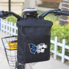 1pc Black Electric Vehicle Hanging Bag, Front Zipper Handlebar Front Bag, Large Capacity Three-Dimensional Storage Bag, Motorcycle Hanging Bag Storage Bag