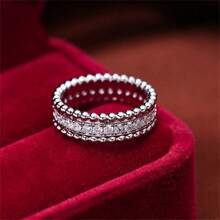 1 szt. Modny pierścień z pojedynczym rzędem kamieni cyrkonowych, odpowiedni do codziennego noszenia przez kobiety