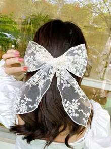 1 pieza Pasador de pelo de mariposa de encaje beige, adecuado para uso diario Pasadores, Pinzas de pelo