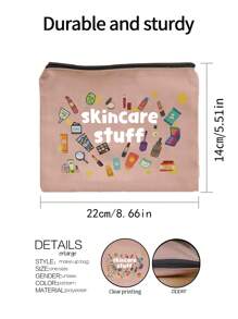 印有“护肤品”字样的时尚化妆包 - 拉链化妆品收纳袋，男女多功能旅行配件，无味轻巧设计，大号化妆包，女生洗漱包，旅行用品，姐妹和朋友的礼物，女朋友的情人节礼物，储物袋，洗漱包，手提包，女生礼物，情人节礼物，便携式折叠收纳袋（四色可选） - 彩色 - 查看 11