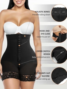 1pc Women High Cinched Waist Shapewear, Waist Cincher Tummy Control Pants, Suitable For Everyday Wear - Black - View 1