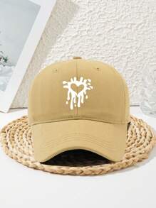 1pc Unisex Heart Splatter Flowing Pattern Adjustable Casual Streetwear Baseball Cap, Polyester Material, No UV Protection, Suitable For Outdoor Sports, Spring/Summer/Autumn/Winter