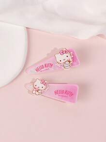 Sanrio Pinza de pelo con diseño de Hello Kitty, Cinnamoroll y Melody de Sanrio, set de 2 piezas de hermosos pasadores de dibujos animados, adecuados para uso diario de la mujer
