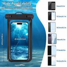 1 件装 7 英寸 Ryweavou 防水手机袋，黑色，PVC，完全防水，兼容 Iphone 16 Pro 15 14 13 12 Pro Max 11 XS Plus Galaxy 手机，适合新年海滩探险、潜水、游泳、浮潜 - 彩色 - 查看 3