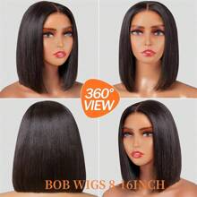 8-16inch Transparent Lace Front Wigs Bob Wig Human Hair Straight Peruvian Human Hair 150% Density 4x4 Lace Closure Short Bob Wigs For Women Pre Plucked With Baby Hair Natural Color
