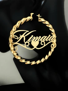 Pendientes de aro con nombre personalizado, pendientes de aro con nombre retorcido, pendientes de aro grandes, pendientes con nombre en oro, joyería personalizada, pendientes de bambú, regalo de joyería personalizada, pendientes con nombre en oro, pendientes con nombre de mujer, regalo para ella, para esposa, para hermana, para novia