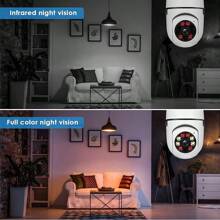 1 件创新灯泡摄像头,采用 ABS 材质制成,具有 360° 全景监控、超清全彩夜视、侦测报警推送、运动侦测、双向语音对讲以及 2.4GHz 1080P 室内/室外手机远程监控功能。这是一款适用于监控家中老人、婴儿和宠物的安全摄像头,也是完美的圣诞礼物、周年纪念礼物或家庭日礼物。 - 白色 - 查看 10