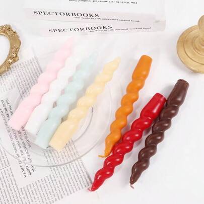 2 件/盒粉色螺旋长杆螺纹蜡烛香薰蜡烛，18.5 厘米/7.28 英寸装饰蜡烛适用于卧室、餐厅等室内使用、礼物