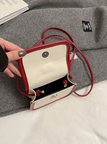 Cute Girl Bow Design Handbag, New Girl Simple Fashion Small Square Crossbody Bag - White - View 6