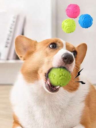 1/3PCS Natural Latex Rubber Squeaky Ball Dog Toy - (Claw Ball) Small To Medium Dogs & Puppy | Durable, Cute Puppy Paw, Fetch & Chew Play Toy | Reduce Separation Anxiety