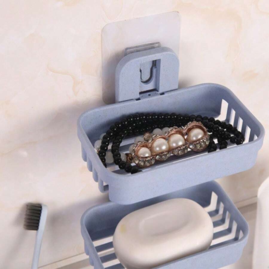 Wheat Straw Bathroom Suction Cup Soap Dish, Wall Mounted Soap Holder, Damage-Free No-Drill Storage Rack