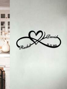 1 pieza Personalizado arte de pared de metal de pareja - Personalizable con nombre, fecha, contenido de texto - Diseño retro de amor y manos de pareja unidas, diseño de corazón infinito, decoración de pared de logo infinito - Perfecto para regalo de boda, aniversario, San Valentín, compromiso, Día de la Madre - Adornos, decoración del hogar, decoración de pared, decoración de habitación, decoración de sala de estar, decoración de dormitorio, decoración de baño, decoración de cocina, decoración de la casa, personalizado