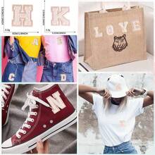 26 PEÇAS Remendos de Letras Adesivas Termofusíveis A-Z, Usados para DIY em Roupas, Tecidos, Sapatos, Bolsas, Acessórios de Vestuário com Letras (Rosa)