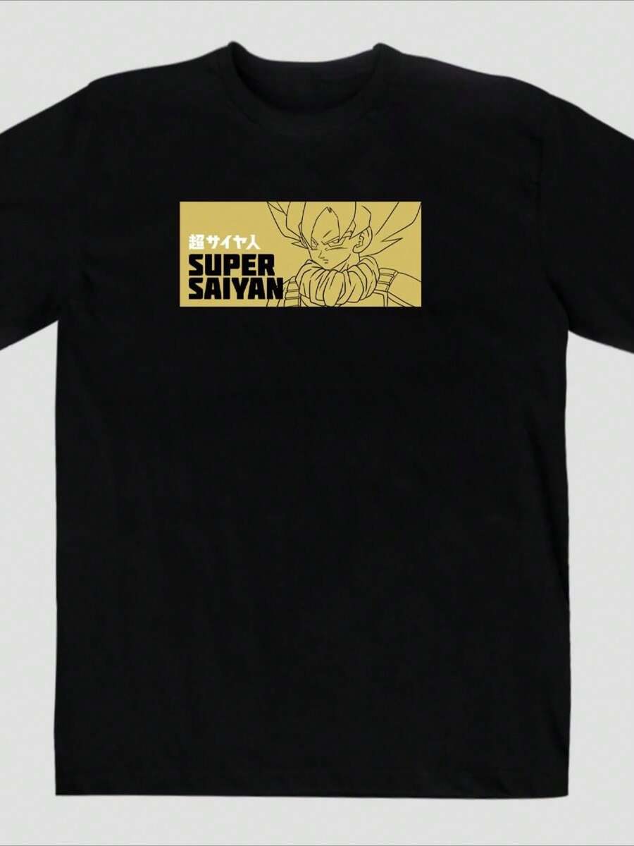 Máscara De Látex | Playera para Hombre Dragon Ball Edición Limitada | Camiseta para Hombre Cuello Redondo | Overzise Fit 100% Algodón - Negro - Ver 1