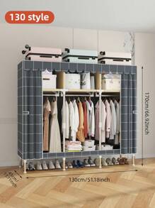 1pc Portable Wardrobe Steel Frame, Large Capacity Hanging Closet Organization And Storage System, Multi-Shelf Storage, Top Deck Space For Bedroom And Room Decor, Perfect Closet Organizer And Storage Organizer With Shelves For Enhanced Organization And Storage