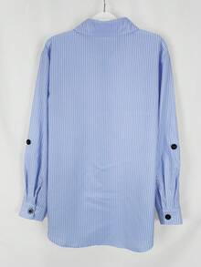 Women's Non-Positioning Striped Casual Shirt - Blue - View 3
