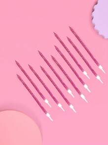 6pcs Pink Powder Straight Wax Birthday Party Cake Decorative Candles - Pink - View 3