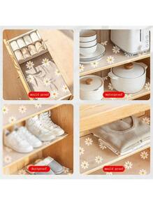1roll Chrysanthemum Pattern Shelf Liner, Non-Adhesive Drawer Liner, Non-Slip Refrigerator Mat, Waterproof EVA Cabinet Liner, Easy To Clean Kitchen Mat