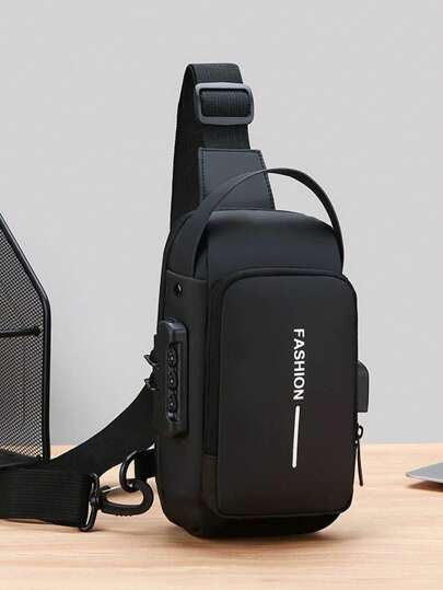 Bolso bandolera deportivo multifuncional para hombres con carga USB, esencial para estudiantes y vida diaria, bolso impermeable para el hombro y la cintura