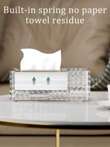 1 szt. Wielofunkcyjny dozownik chusteczek na biurko, plastikowe pudełko do przechowywania chusteczek, organizer na kosmetyki do biżuterii ze wbudowaną sprężyną na chusteczki, pilot zdalnego sterowania, odpowiedni do salonu, gabinetu, stołu jadalnego, sypialni, łazienki, toaletki, biura, niezbędny do organizacji chusteczek i biurka, świetny prezent