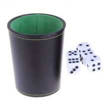 1pc Imitation Synthetic Leather Dice Cup Set, With Felt Lining And 5 Bullseye Dice For Silent Dice Rolling Game, Suitable For Guessing Number Game