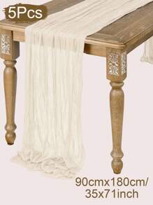 5pcs Beige Pleated Table Runner, Folded Tablecloth, Holiday Birthday Decorations Wedding Decorations Vacation House Decorations Party Room Table Decorations Beige Table Cover, Table Flag, Solid Color Table Cloth, Birthday Decorations Wedding Decorations Table Set, Party Decorations Table Skirt, Party Favors, Christmas Decoration, Christmas Table Runner, Christmas Decoration, Halloween Decoration