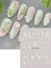 FULL BEAUTY 5D Zwart Wit Bloem Blad Nail Art Stickers 5D Geëmbosseerde Zelfklevende Acryl Decals, Kant Vlinder 3D Bloemen Bloeiende Lente Nail Art Decals DIY Zelfklevende Nail Art Decoraties Manicure